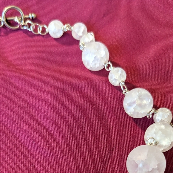 Crackle Quartz Necklace White Crystals Natural Protection Silver Handmade Art - Picture 9 of 9